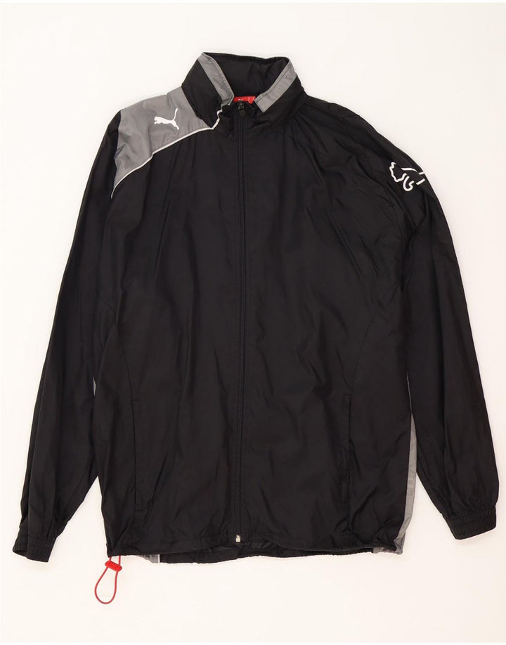 Puma Mens Graphic Hooded Rain Jacket UK 38 Medium Black Colourblock Nylon
