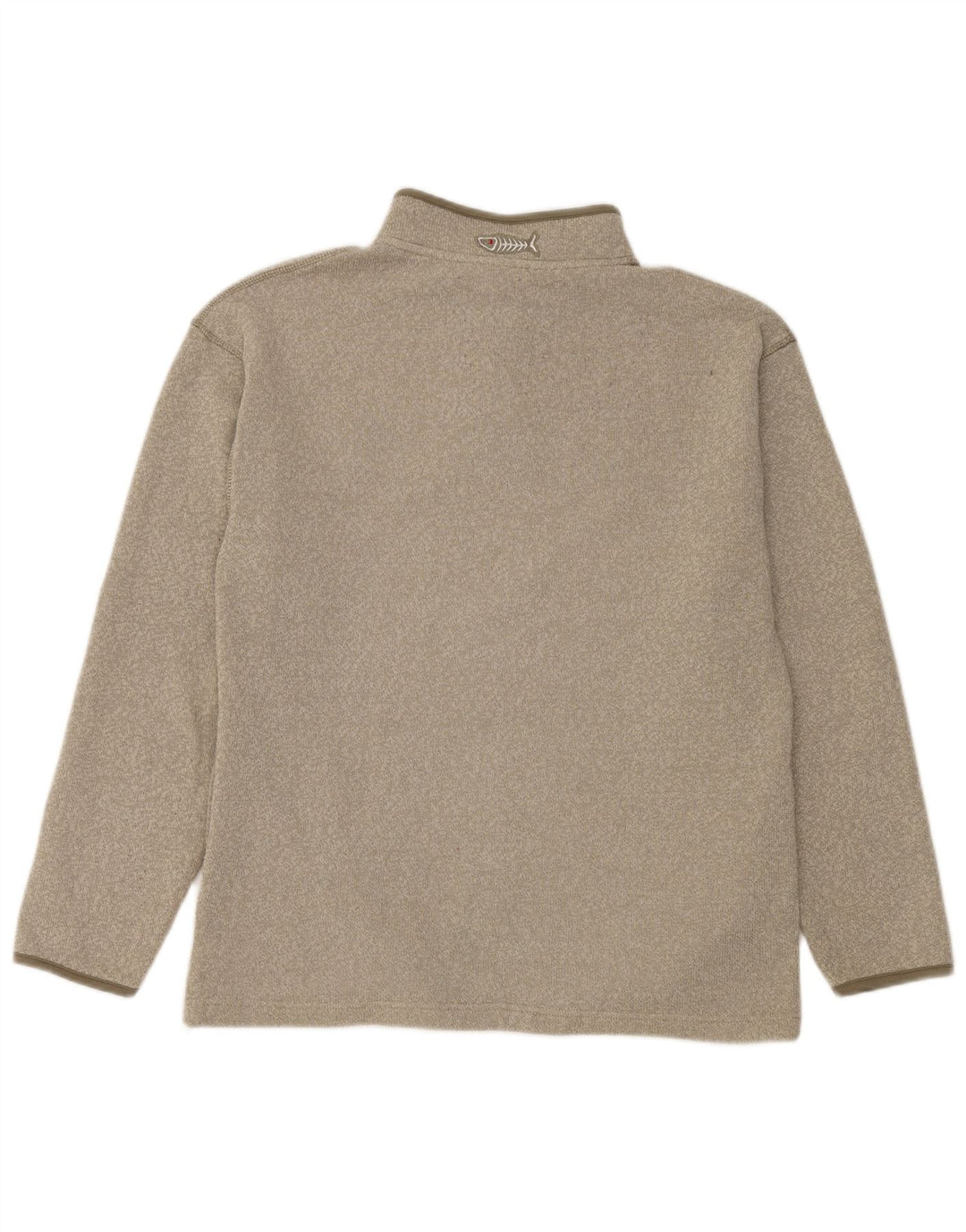 Weird Fish Mens Zip Neck Jumper Sweater Large Khaki Polyester