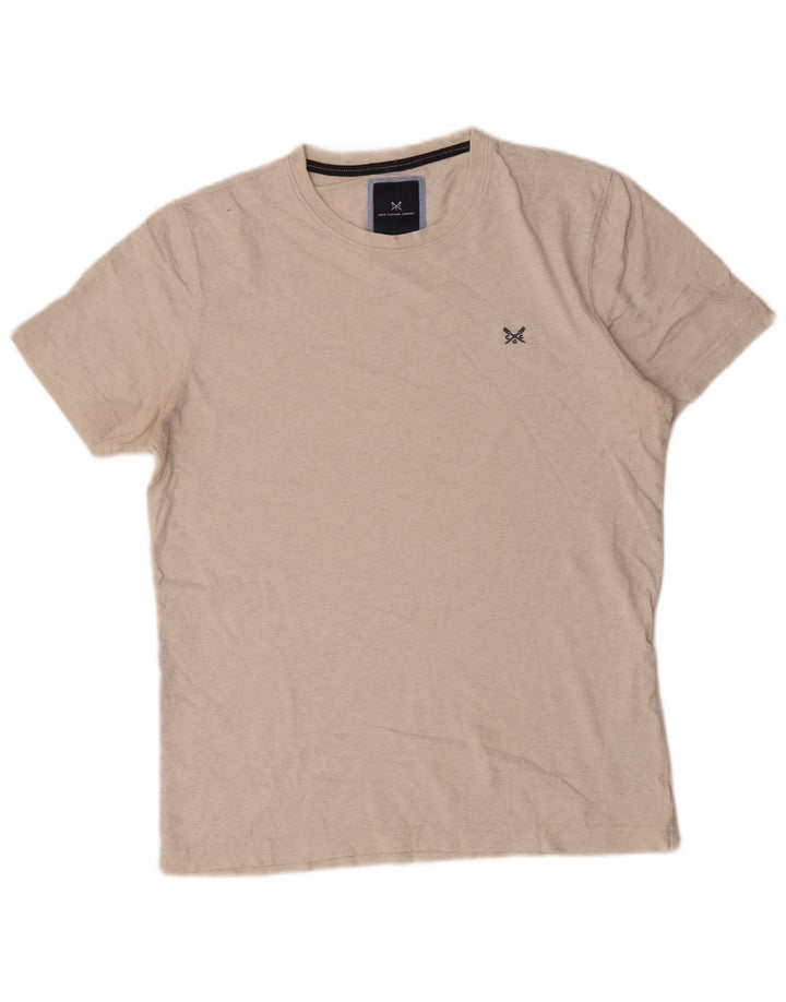Crew Clothing Mens T-Shirt Top Medium Beige Flecked Cotton