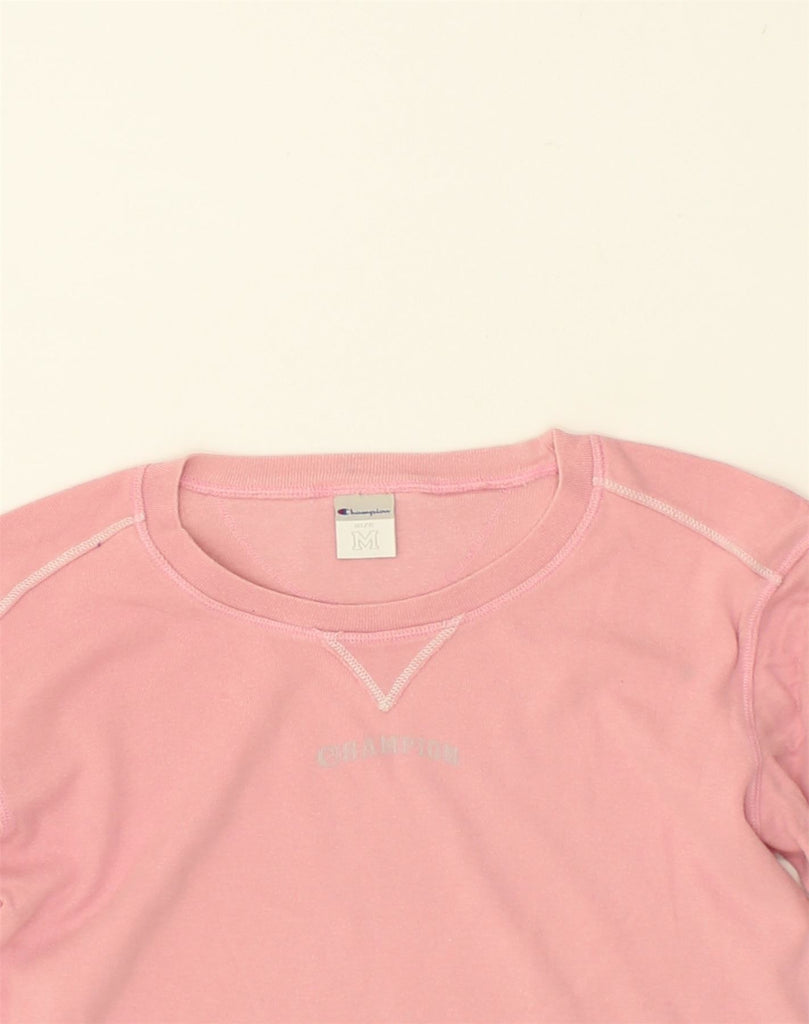 CHAMPION Womens Sweatshirt Jumper UK 12 Medium Pink Cotton | Vintage Champion | Thrift | Second-Hand Champion | Used Clothing | Messina Hembry 