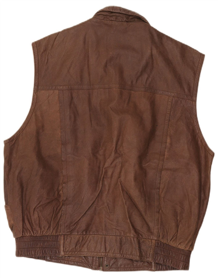 Trapper Mens Leather Gilet IT 52 XL Brown Leather