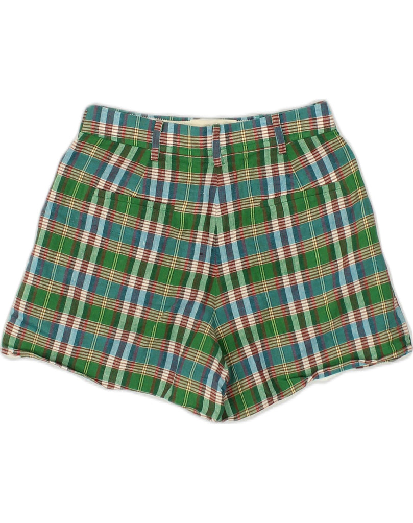 J. CREW Womens Casual Shorts US 0 XS W26 Green Check Cotton | Vintage J. Crew | Thrift | Second-Hand J. Crew | Used Clothing | Messina Hembry 