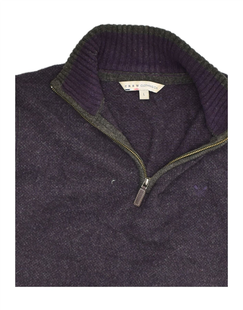 CREW CLOTHING Mens Zip Neck Jumper Sweater Large Purple Colourblock | Vintage Crew Clothing | Thrift | Second-Hand Crew Clothing | Used Clothing | Messina Hembry 