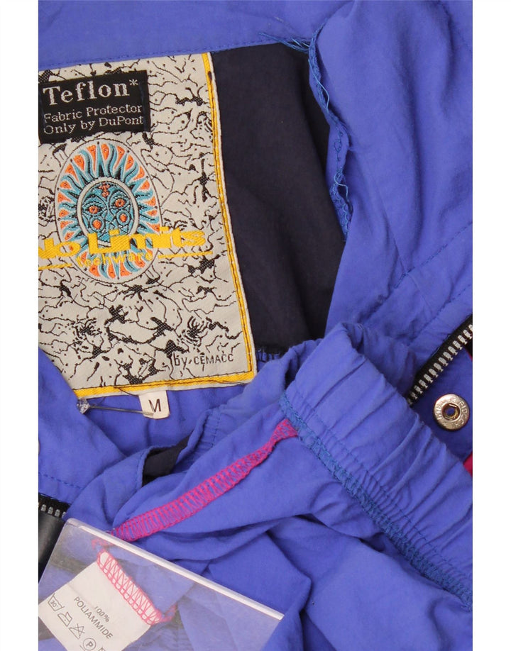 Vintage Mens Windbreaker Jacket UK 38 Medium Blue Colourblock Polyamide
