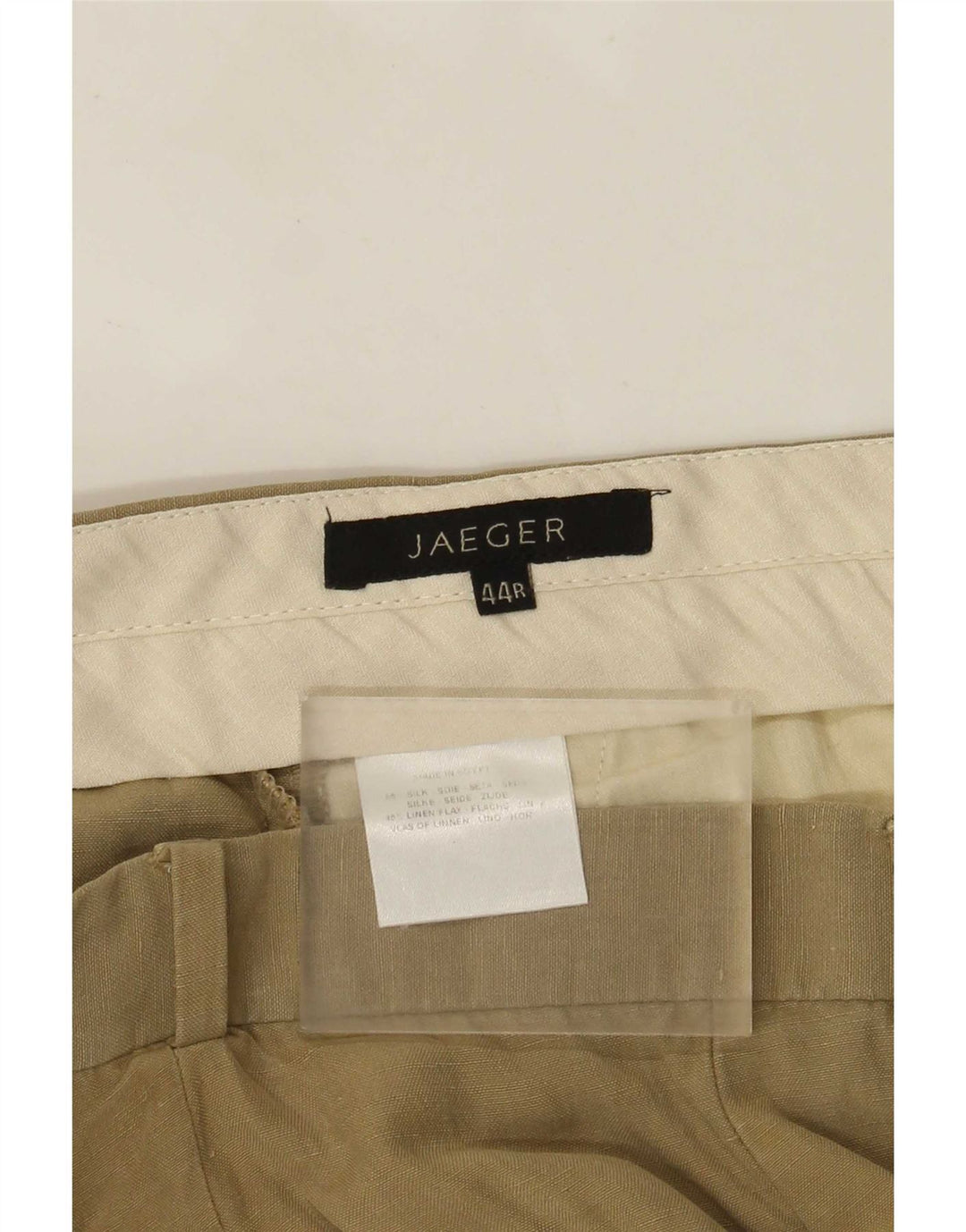 Jaeger Mens Straight Suit Trousers W44 L28 Beige Silk