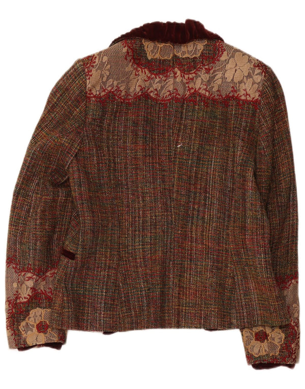 Quin And Donnelly Womens 1 Button Blazer Jacket UK 10 Small Brown Floral