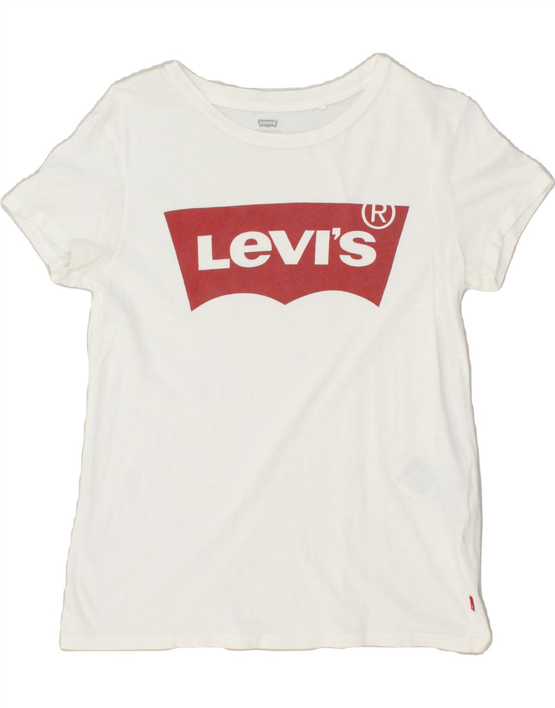 LEVI'S Womens Graphic T-Shirt Top UK 6 XS White Cotton | Vintage Levi's | Thrift | Second-Hand Levi's | Used Clothing | Messina Hembry 