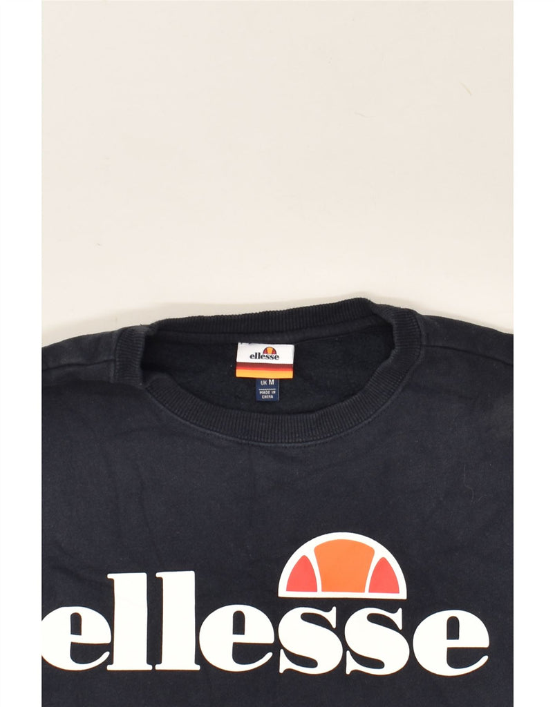 ELLESSE Mens Graphic Sweatshirt Jumper Medium Navy Blue Cotton Vintage Ellesse and Second-Hand Ellesse from Messina Hembry 