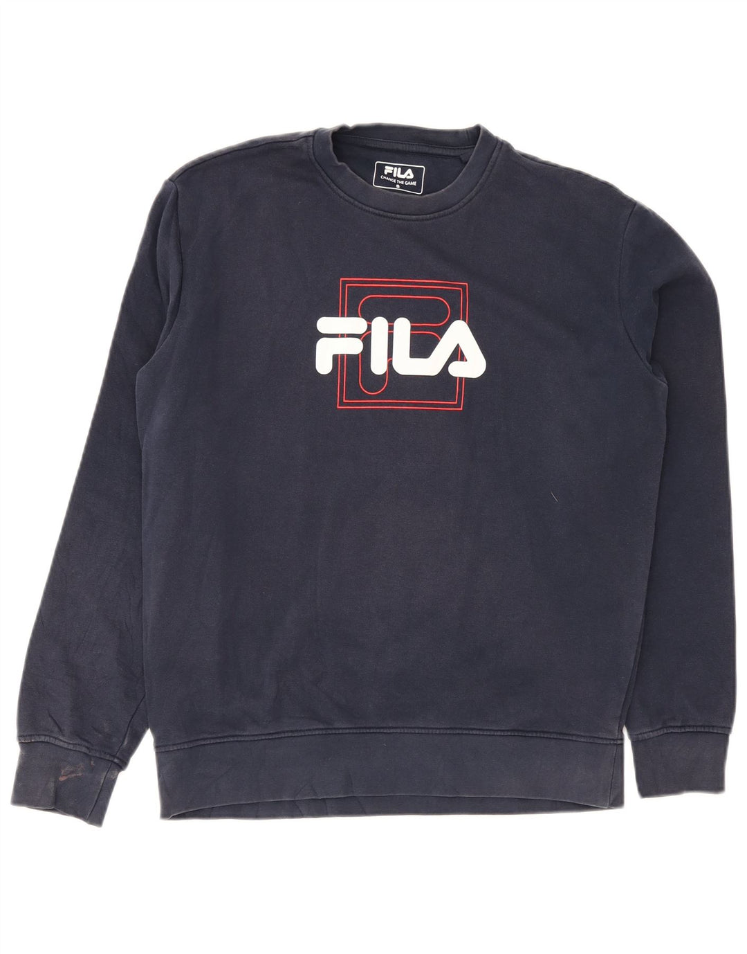 Fila Mens Graphic Sweatshirt Jumper Small Navy Blue Cotton