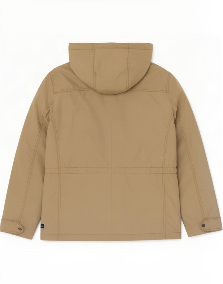 Zara Womens Hooded Windbreaker Jacket UK 16 Large Beige Nylon