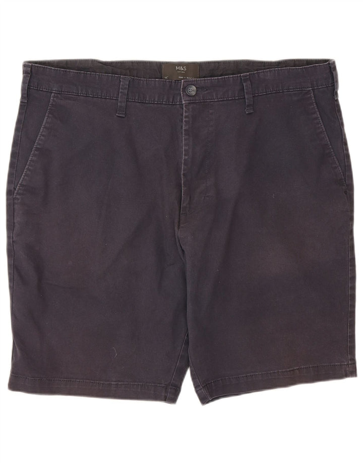 Marks & Spencer Mens Chino Shorts W36 Large Navy Blue Cotton