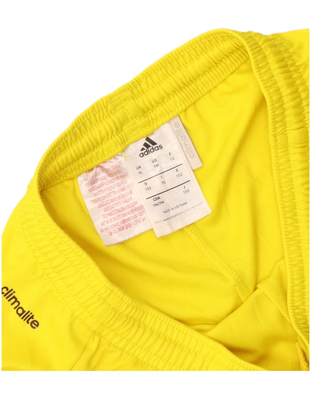 Adidas Boys Climalite Sport Shorts 11-12 Years Large Yellow Polyester