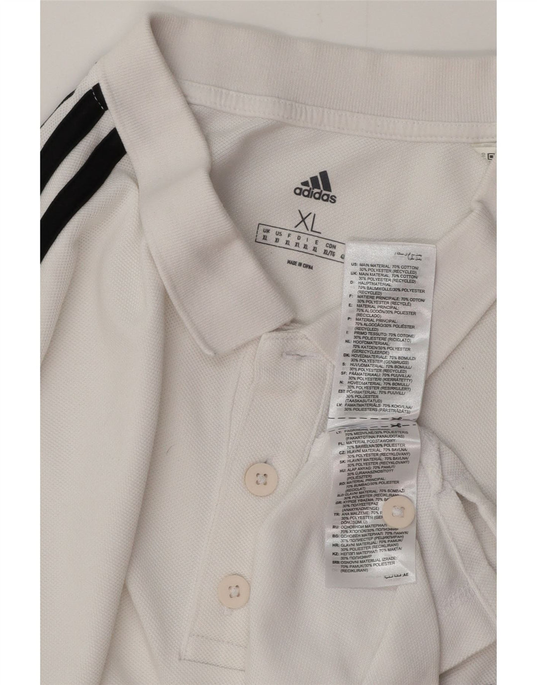 ADIDAS Mens Polo Shirt XL White Cotton