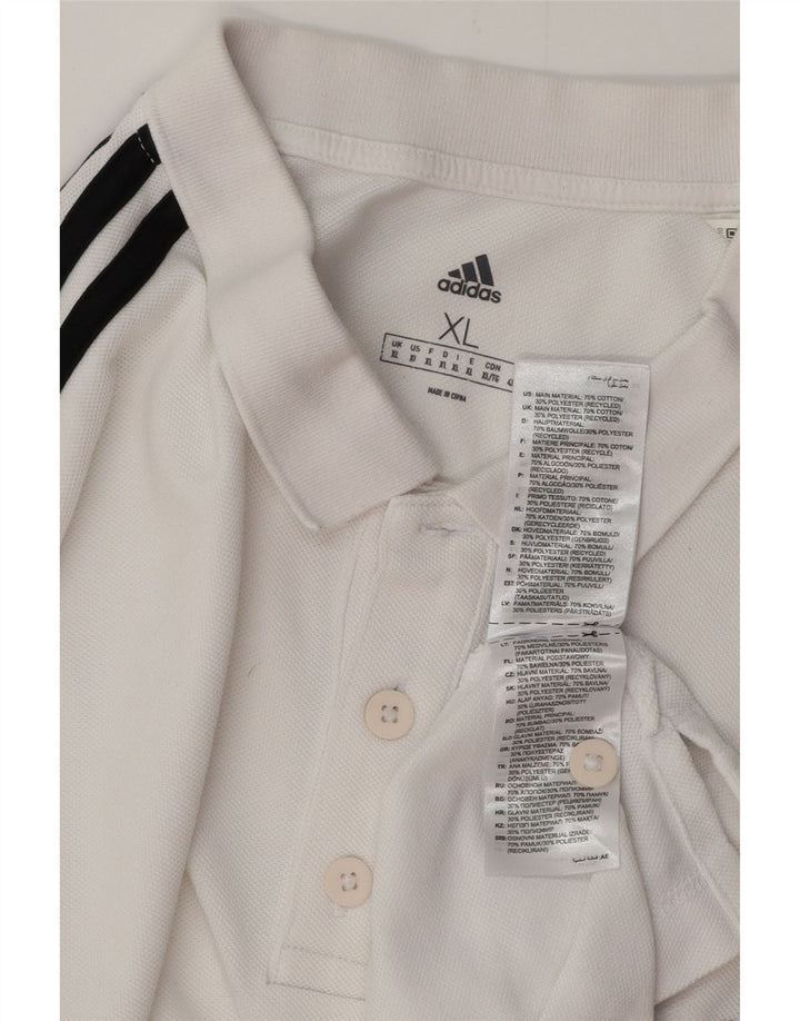 ADIDAS Mens Polo Shirt XL White Cotton