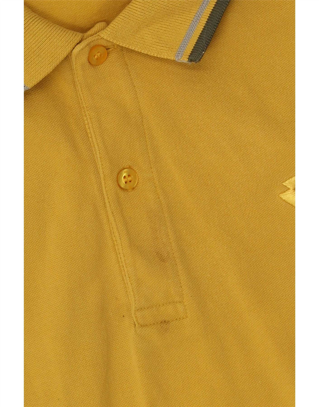 Lotto Mens Polo Shirt Large Yellow Striped Cotton