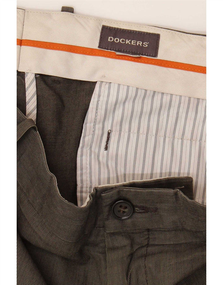 Dockers Mens Straight Chino Trousers W34 L28 Khaki Check
