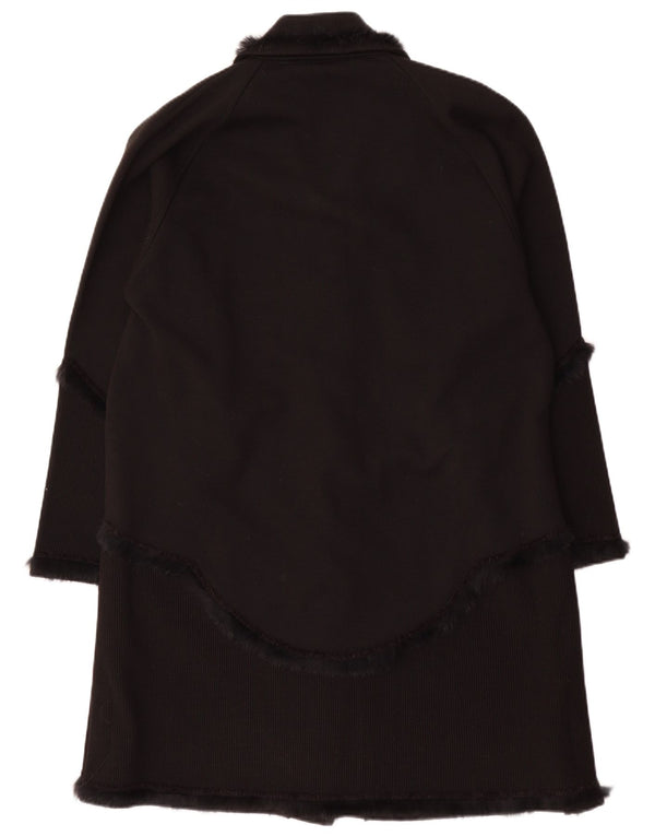 Vintage Womens Knit Overcoat UK 16 Large Black Classic