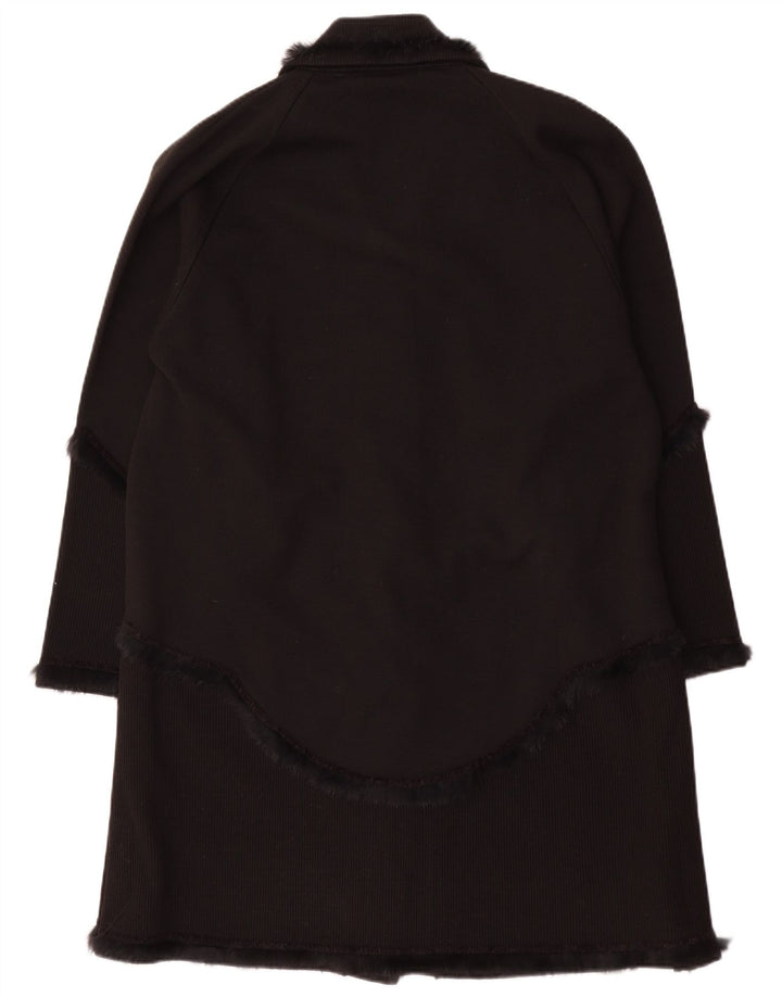 Vintage Womens Knit Overcoat UK 16 Large Black Classic
