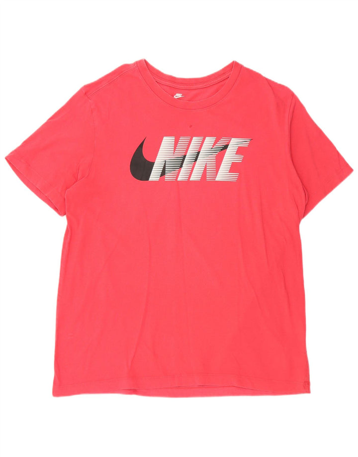 NIKE Mens Graphic T-Shirt Top Large Pink Cotton