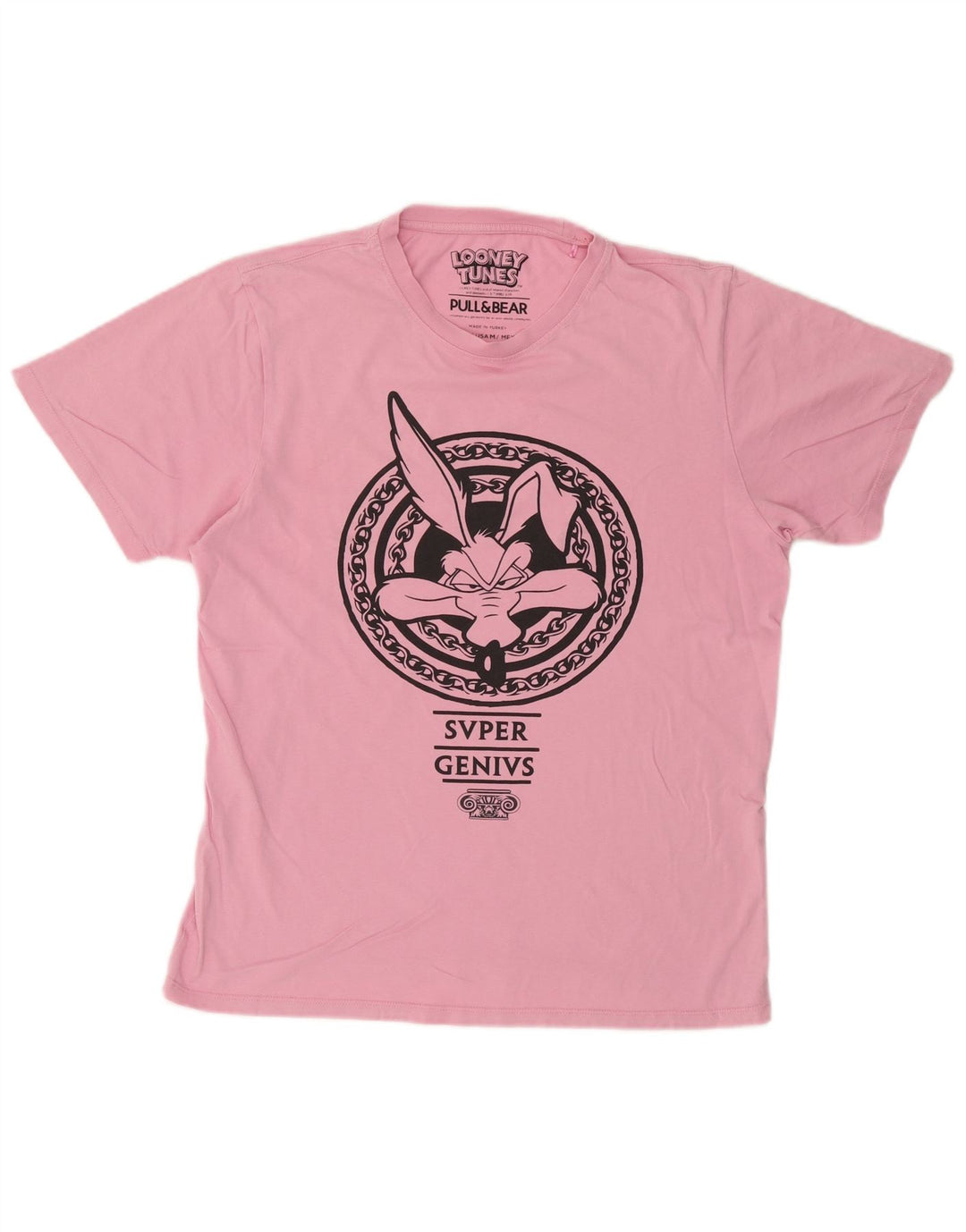 PULL & BEAR Mens Looney Tunes Graphic T-Shirt Top Medium Pink