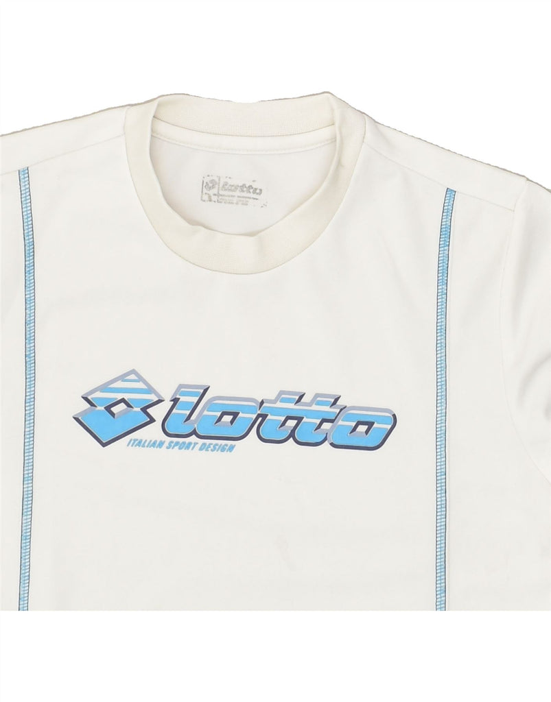 LOTTO Boys Graphic T-Shirt Top 8-9 Years Small White Polyester | Vintage Lotto | Thrift | Second-Hand Lotto | Used Clothing | Messina Hembry 