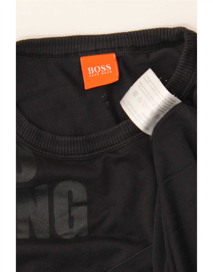 Hugo Boss Mens Graphic Top Long Sleeve Medium Black Cotton