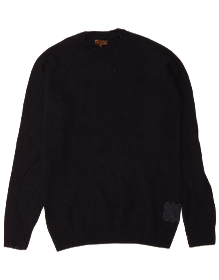 Barbour Mens Crew Neck Jumper Sweater Small Navy Blue Wool