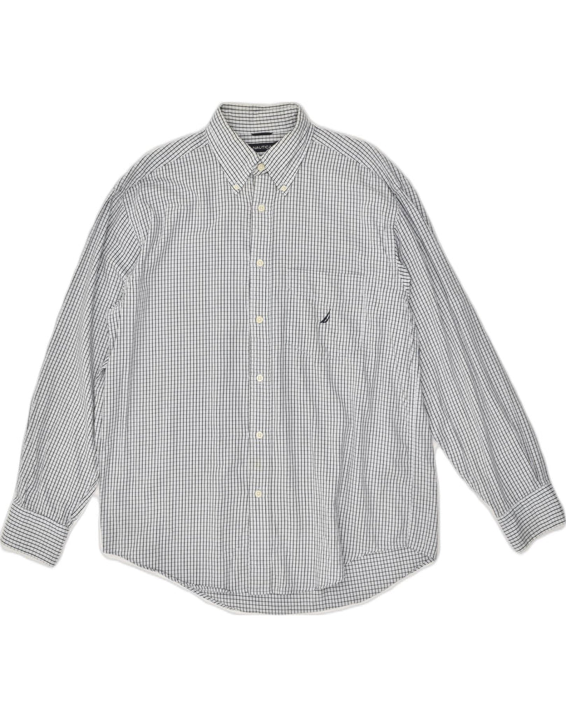 NAUTICA Mens Shirt Large White Check Cotton | Vintage Nautica | Thrift | Second-Hand Nautica | Used Clothing | Messina Hembry 