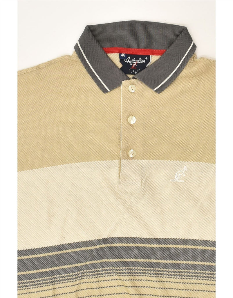 AUSTRALIAN L'ALPINA Mens Polo Shirt IT 46 Small Beige Colourblock Cotton | Vintage AUSTRALIAN L'ALPINA | Thrift | Second-Hand AUSTRALIAN L'ALPINA | Used Clothing | Messina Hembry 