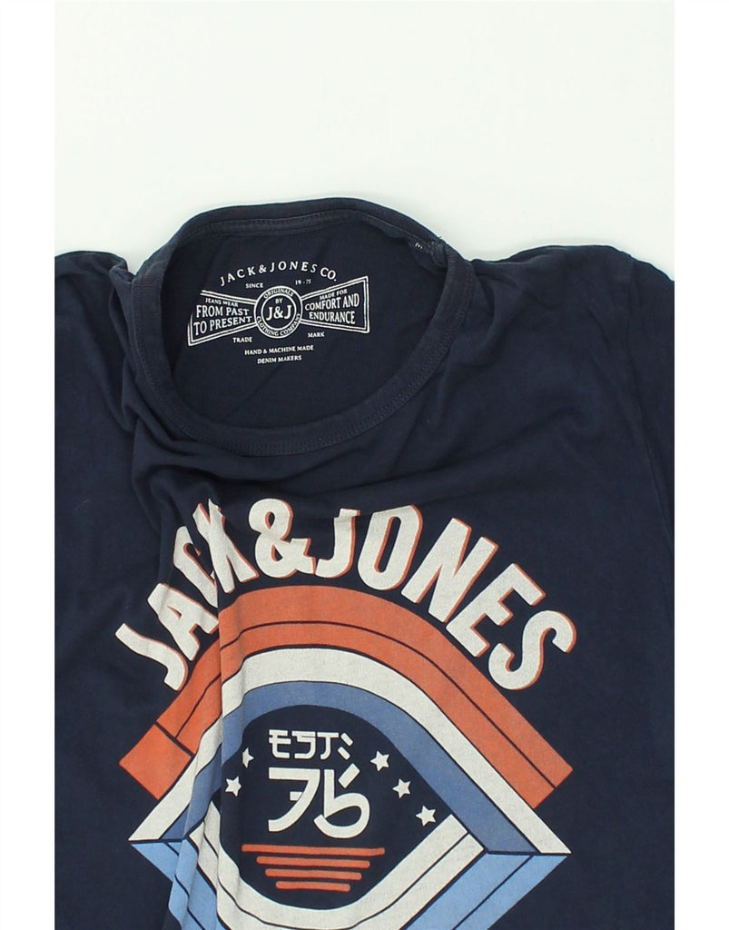 JACK & JONES Mens Graphic T-Shirt Top Medium Navy Blue Cotton | Vintage Jack & Jones | Thrift | Second-Hand Jack & Jones | Used Clothing | Messina Hembry 