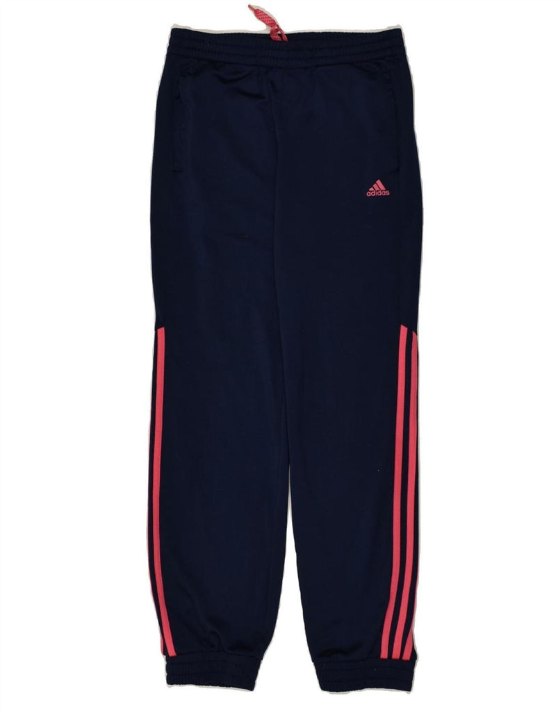 ADIDAS Girls Tracksuit Trousers 13-14 Years Navy Blue Polyester | Vintage Adidas | Thrift | Second-Hand Adidas | Used Clothing | Messina Hembry 