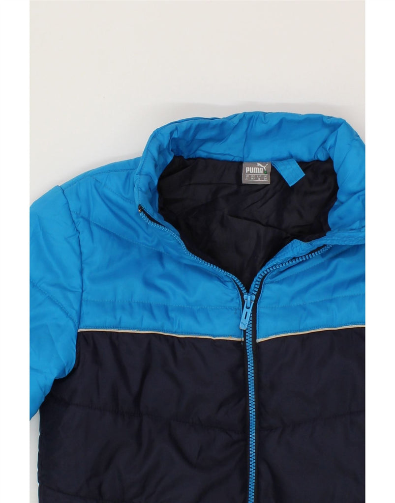 PUMA Boys Padded Jacket 11-12 Years Blue Colourblock Polyester Vintage Puma and Second-Hand Puma from Messina Hembry 