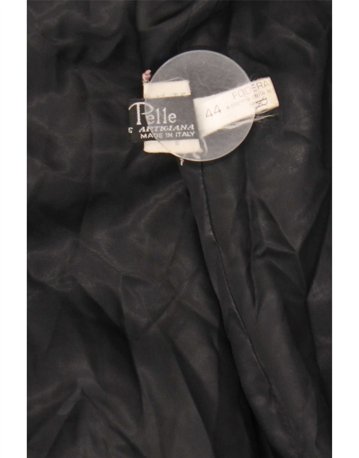 Vintage Womens Leather Coat IT 44 Medium Black