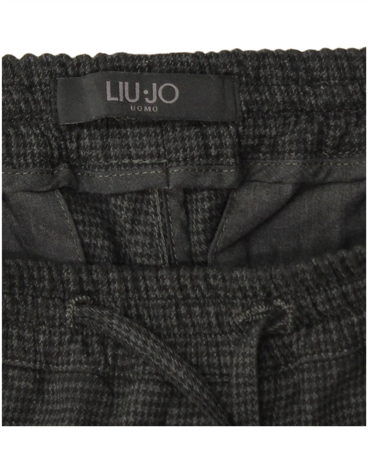 Liu Jo Mens Joggers Chino Trousers W30 L27 Grey Houndstooth