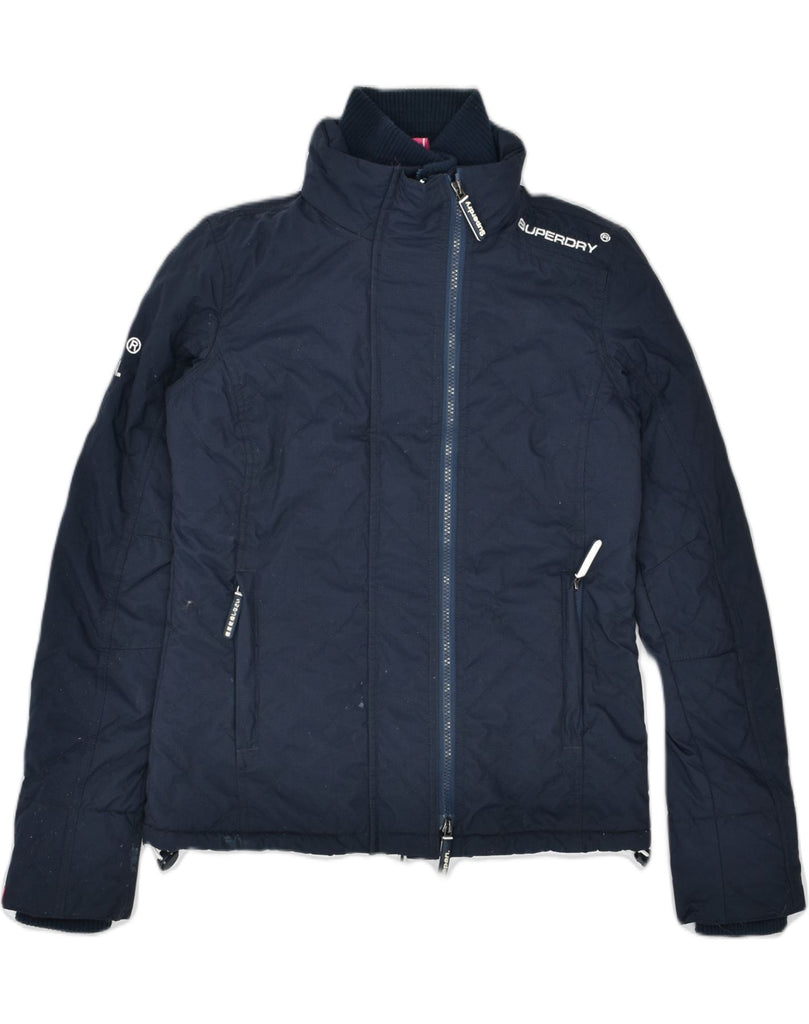 SUPERDRY Womens Loose Fit Padded Jacket UK 6 XS Navy Blue Nylon | Vintage | Thrift | Second-Hand | Used Clothing | Messina Hembry 