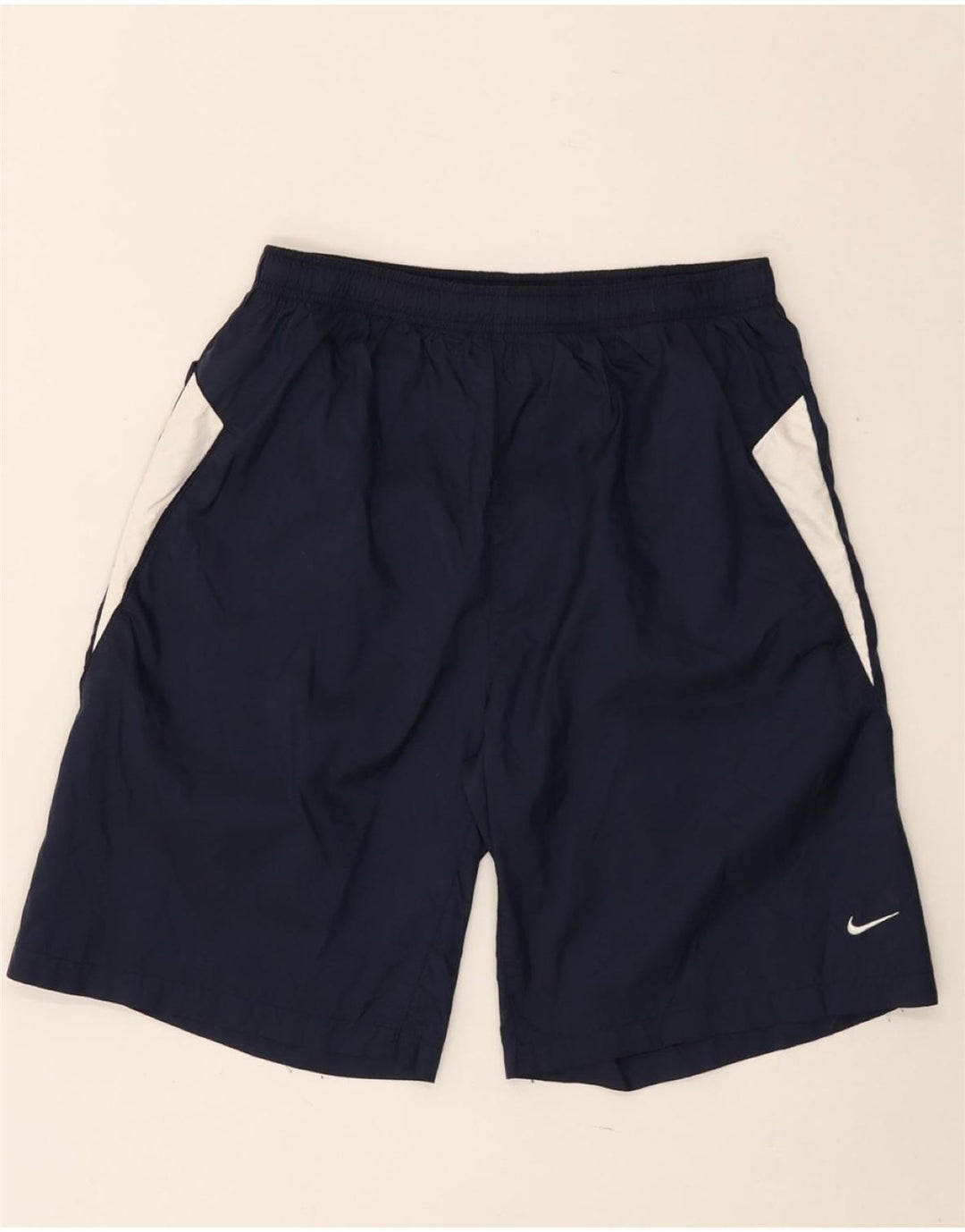 NIKE Boys Sport Shorts 13-14 Years XL Navy Blue Colourblock Nylon