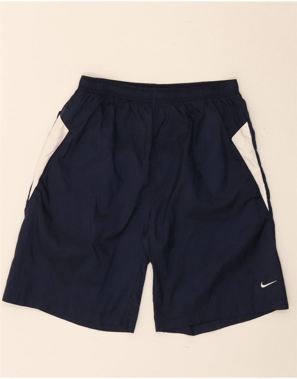 NIKE Boys Sport Shorts 13-14 Years XL Navy Blue Colourblock Nylon