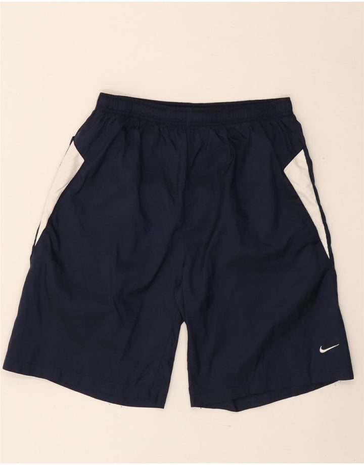 NIKE Boys Sport Shorts 13-14 Years XL Navy Blue Colourblock Nylon