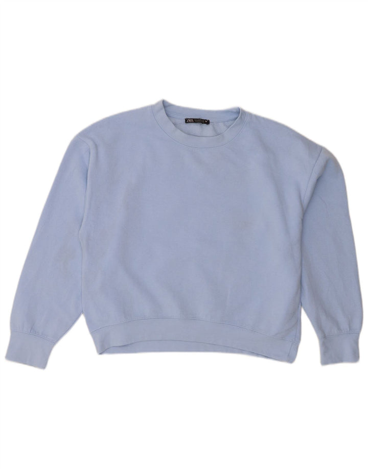 Zara Womens Oversized Sweatshirt Jumper UK 10 Small Blue Polyester