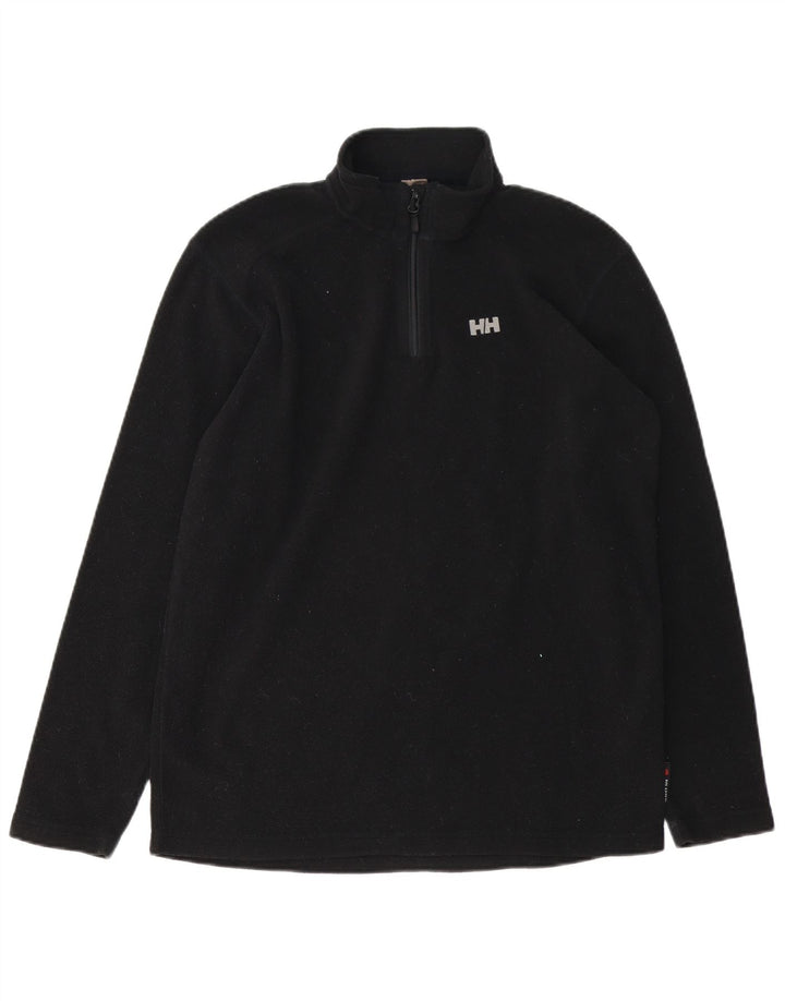 HELLY HANSEN Mens Zip Neck Fleece Jumper Medium Black Polyester