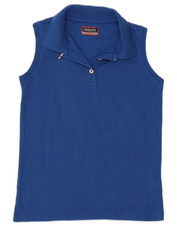 Kappa Womens Sleeveless Polo Shirt UK 10 Small Blue Cotton
