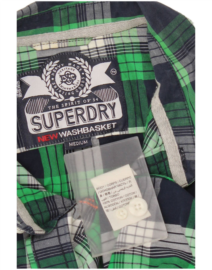 Superdry Mens Shirt Medium Green Check Cotton