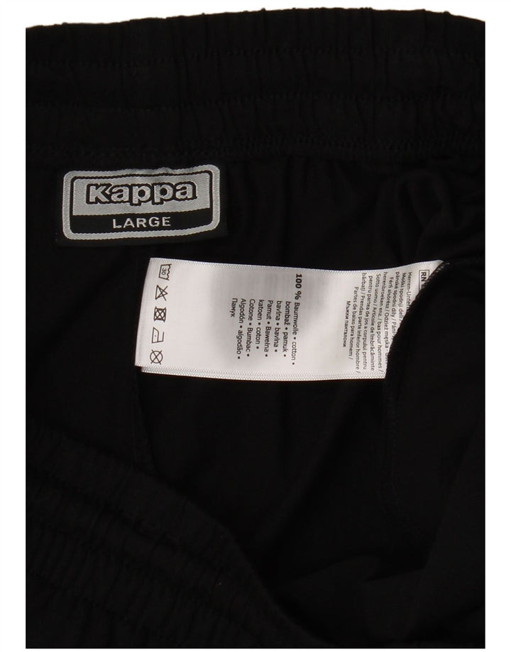 KAPPA Mens Graphic Sport Shorts Large  Black Cotton