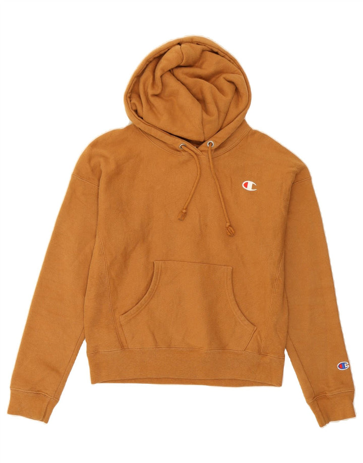 CHAMPION Womens Hoodie Jumper UK 10 Small Brown Cotton Vintage Champion and Second-Hand Champion from Messina Hembry 