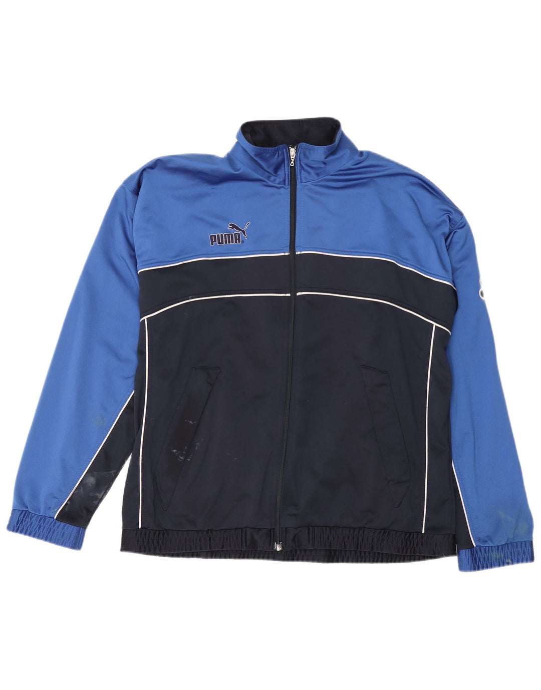 Puma Mens Graphic Tracksuit Top Jacket Large Navy Blue Colourblock