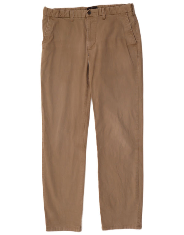 Marks & Spencer Mens Straight Chino Trousers W36 L33 Beige Cotton