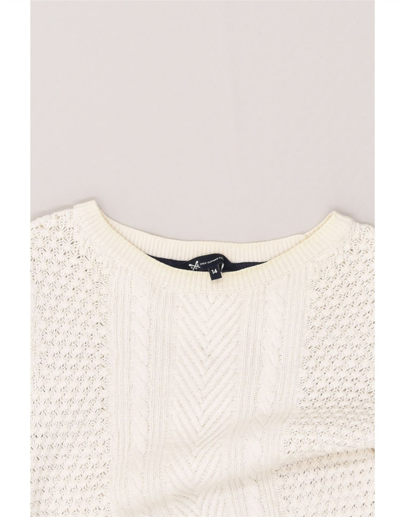 CREW CLOTHING Womens Boat Neck Jumper Sweater UK 14 Large White Cotton | Vintage Crew Clothing | Thrift | Second-Hand Crew Clothing | Used Clothing | Messina Hembry 