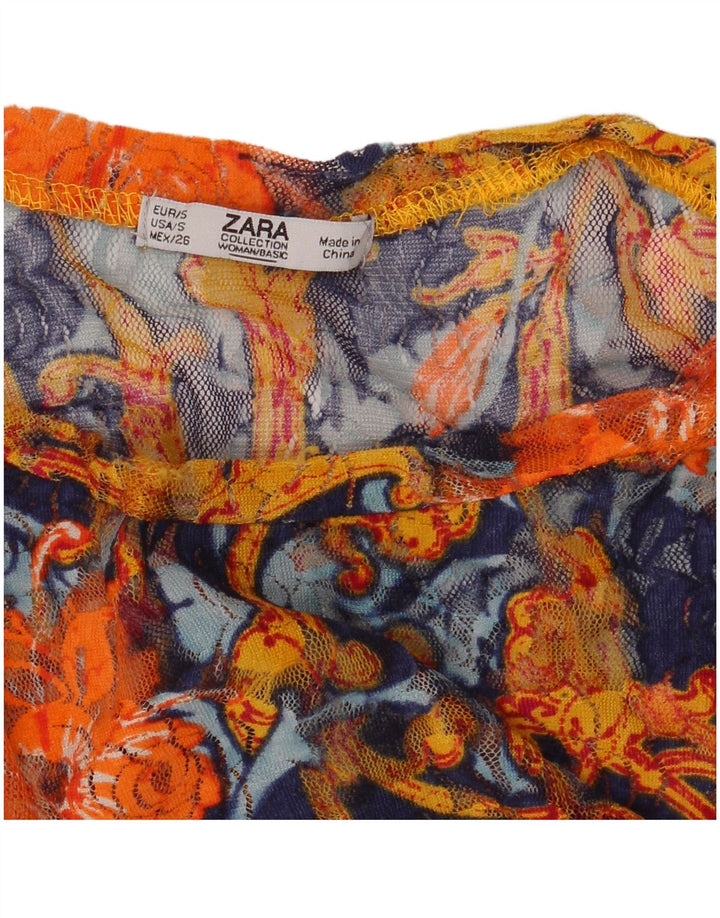 Zara Womens See Through Blouse Top UK 10 Small Multicoloured Floral