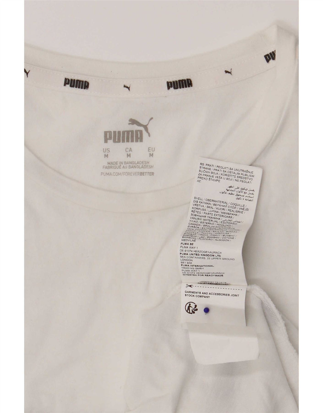 Puma Womens Graphic T-Shirt Top UK 12 Medium White Cotton