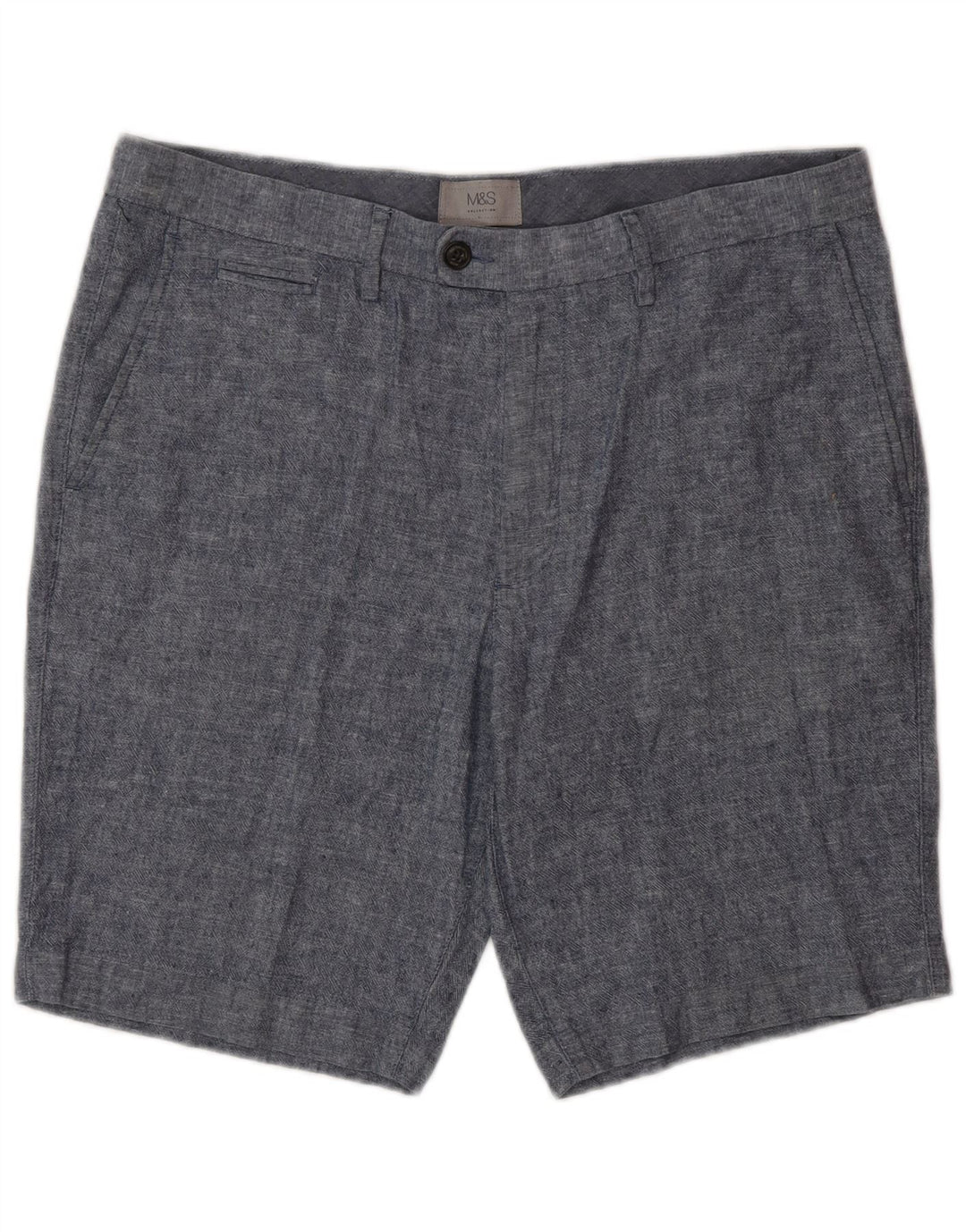 Marks & Spencer Mens Chino Shorts W34 Large Blue Linen